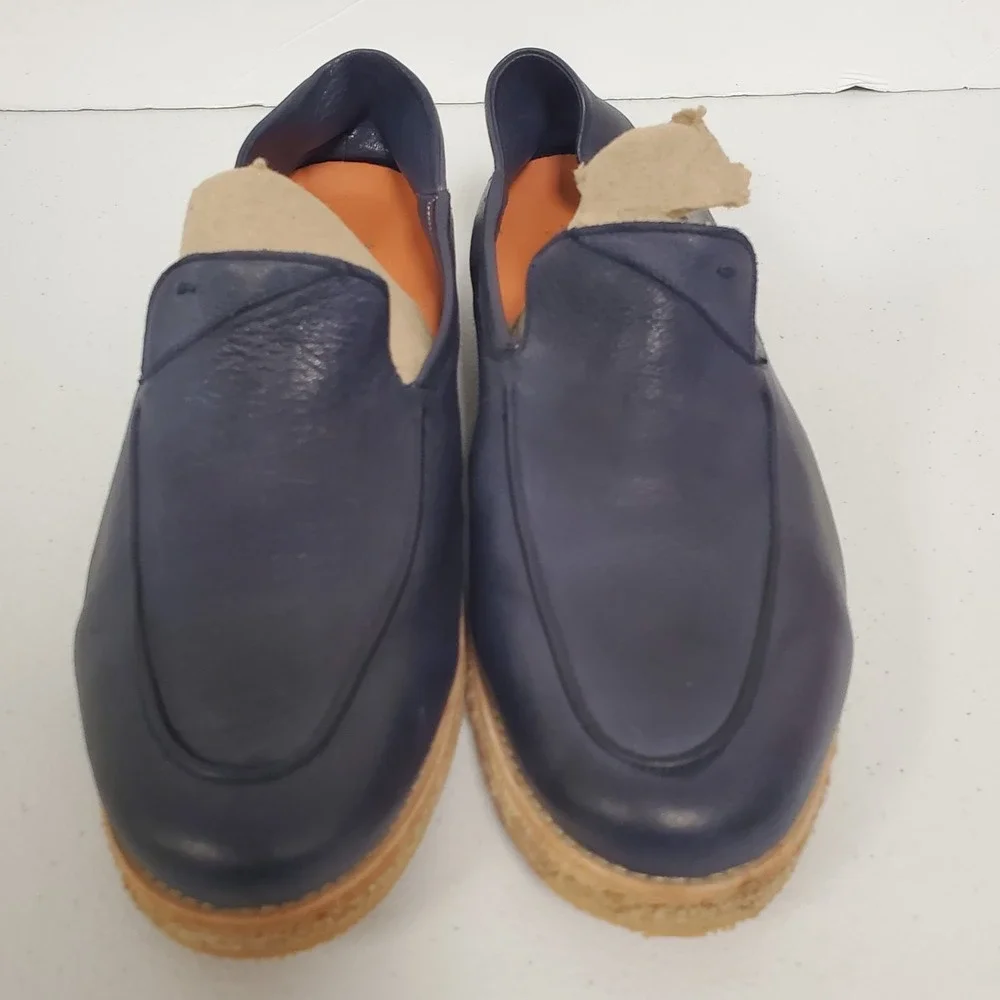 Andrea‎ Ventura Firenze Mens Sailor Shoes Size 41 Blue Leather Loafers Designer